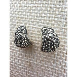 JUDITH JACK 925 Sterling Silver Vintage Real Marcasite Oxidized Earrings